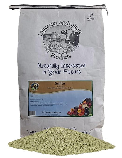 Organic Elemental Sulfur Fertilizer 90% 20 Pounds Acidic Soil Amendment, Hydrangea & Blueberry Fertilizer, Ideal for Garden Soil & Lawn Care - Lancaster Agricultural Products.