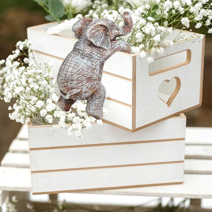 HPMAISON Climbing Elephant Plant Decorations for Pots Planter Flower Pot Hugger Resin Elephant Statue Garden Figurine for Fence Yard Lawn Outdoor Ornaments Office Decorations