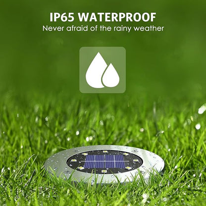 Solar Lights Outdoor Waterproof,12Pack Durable Solar Ground Lights for Landscape Lighting, Decorative Disk Lights for Outside Garden, Patio, Pathway and Yard (White Light)