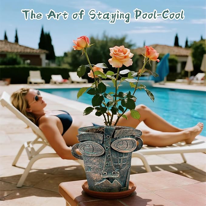 Abstract Face Planters Pots, Unique Head Planter for Indoor Plants, Funny Face Flower Pot, Cute Abstract Art Flower Vase with Facial Expressions, Unique Planter Head Pot for Home Decor(Vintage,M)