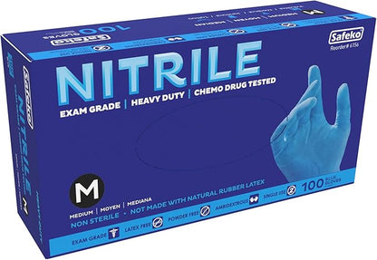 Heavyweight Nitrile Gloves a Black & Blue, Exam Grade, Chemo Tested, Latex-Free, Powder-Free, Disposable Glove