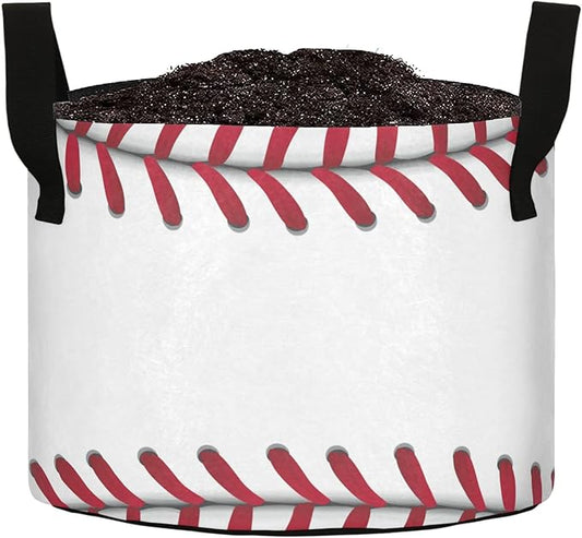 10 Gallon Baseball Stripe Breathable Grow Bags Heavy Duty Planter Pot Containers with Handles for Potato Tomato Fruits Flowers Vegetables