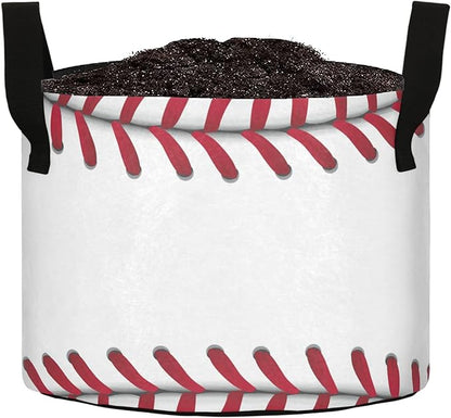 7 Gallon Baseball Stripe Breathable Grow Bags Heavy Duty Planter Pot Containers with Handles for Potato Tomato Fruits Flowers Vegetables