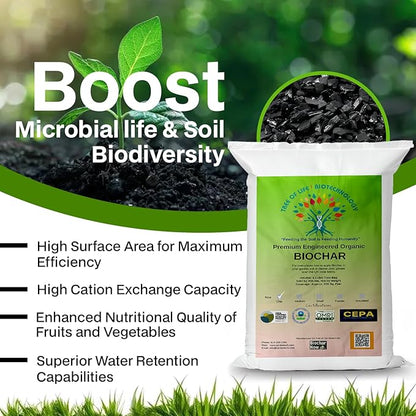 Premium Engineered Biochar Soil Amendment (Chip 30 Qts) – 100% Natural Active Carbon Award-Winning Biochar for Gardens | Organic Soil Amendment for Plants, Boosts Nutrients & Reduces Fertilizer Use