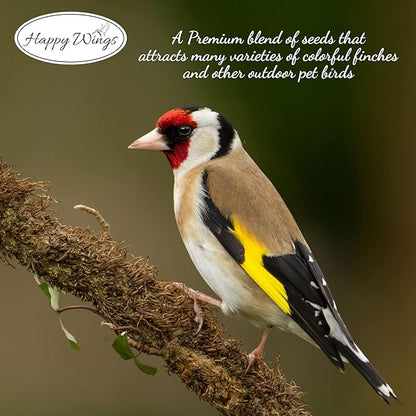 Happy Wings Finch Blend Bird Food, Mix of Sunflower Hearts/Kernels and Nyjer Seed Wild Bird Food-13 Ounce | Prefilled Sock | No Grow Seed I Bird Seeds for Wild Birds