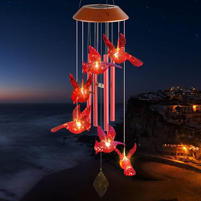Cardinal Wind Chime, Solar Sound Windchime, Wind-Chime Outdoor, Garden Decor, Yard Decor, Gifts for Women, Mom Gifts, Gardengifts, Grandma Gift