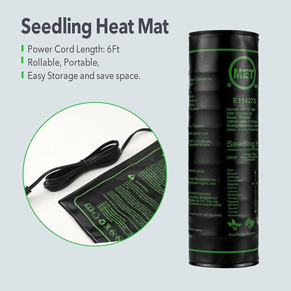 2PK Seedling Heat Mat with ETL Listed,Warm Hydroponic Heating Pad for Seed Starting,Indoor Gardening,Brewing and Greenhouses,Durable Waterproof Black Plant Heat Mat Works with 20"x10" Gardening Tray