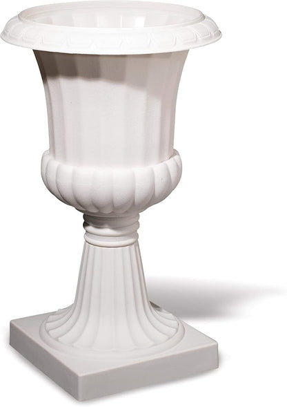 TCDesignerProducts Classic White Decorative Plastic Urn Planter, 19 Inches High