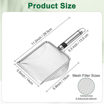 1-Pack Gardening Soil Sifter, 1 mm Mesh Stainless Steel Sand Soil Compost Sieve with Stainless Steel Handle for Sand/Dirt/Rock Compost, Screen Potting Scoop [Silver Tone]