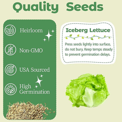 8-Pod Iceberg Lettuce Seed Pod Kit for Aerogarden, Includes Iceberg Seeds - Universal Hydroponic Pods Indoor Gardening Supplies (8-Pod)
