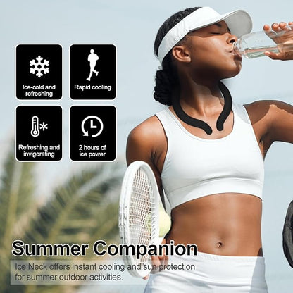 Neck Cooling Tube with Cold Insulated Bag,Reusable 18℃/64℉ Ice Neck Ring Wearable Body Cooling Products for Summer (Black)