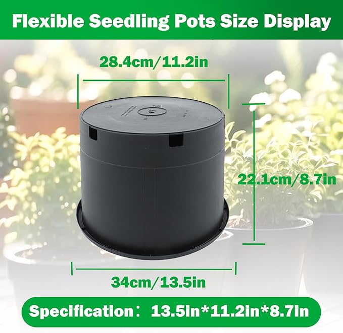 Short 5 Gallon Pot for Plants, Sturdy Plastic Planter Pots with Drainage Holes, Large Plastic Planters, for Seedlings, Succulents