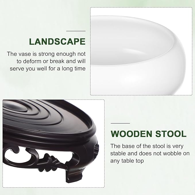 YARNOW Lotus Bowl Planter with Stand, 5.1 Inch Hydroponic Planter Bowl, Ceramic Water Lily Pot for Home Garden Office Decor