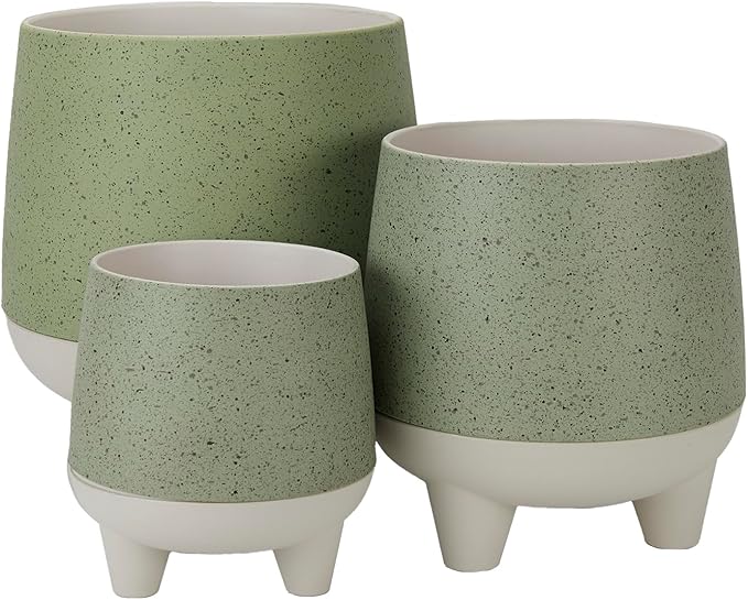 The HC Companies 6 Inch, 8 Inch and 10 Inch Orion Self Watering Planter - Lightweight Indoor Plastic Plant Pot for Herbs and Flowers, Sage (3 Pack)