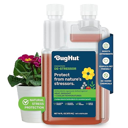 BugHut De-Stressor Plant Food - Natural Antioxidant for Healthy Growth and Protection - Liquid Antioxidant for Indoor and Outdoor Plants, Flowers, Vegetables - 16 fl oz, Makes 63 gallons