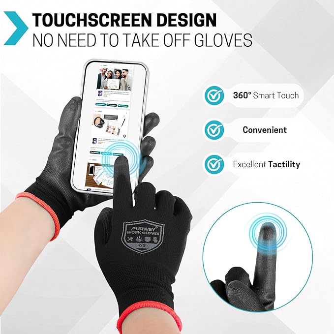 Safety Work Gloves-16/32 Pairs, Micro Foam Nitrile Coated Glove,Seamless Knit Nylon Gloves for Men Women（S-XL