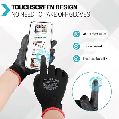 Safety Work Gloves-16/32 Pairs, Micro Foam Nitrile Coated Glove,Seamless Knit Nylon Gloves for Men Women（S-XL