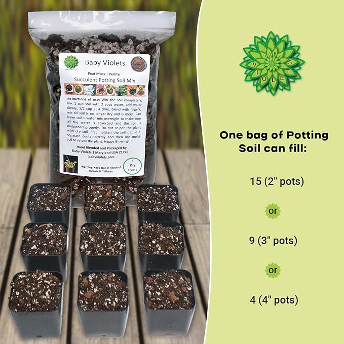 Succulent & Cactus Plant Potting Soil Mix Peat Moss & Perlite, 1 Quart (1qt 4 Level Cups)