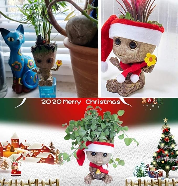 Face Planters Pots Head Planter,Succulent Planter Cute Plants Flower Pot with Hole Pen Hold for Home Garden (Groot Flower Pot)