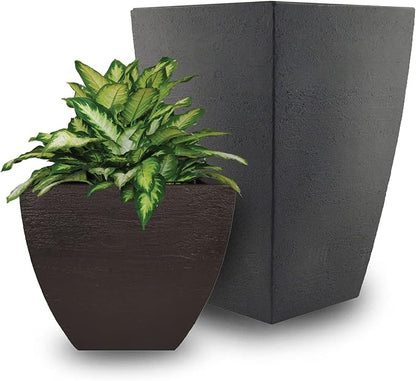 Tusco Products MSQT23BK Modern Square Garden Planter, 23-Inch, Black