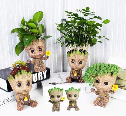 Face Planters Pots Head Planter,Succulent Planter Cute Plants Flower Pot with Hole Pen Hold for Home Garden (Groot Flower Pot)