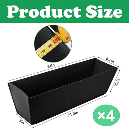 Adnee 4 Pcs 24 Inch Fabric Plant Window Box Liners-Rectangular Non-Woven Planter Basket Liner-Black Felt Flower Hanging Basket for Outdoor Garden Wall Hanging Planter Flower Vegetables