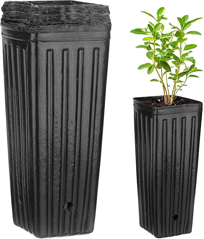 20-Pack Plant Nursery Pots, 4.72x4.72x9.84 Inch Plastic Deep Growing Nursery Pots Succulent Planter Flower Tree pots with Drainage Holes for Indoor Outdoor Gardening [Black]