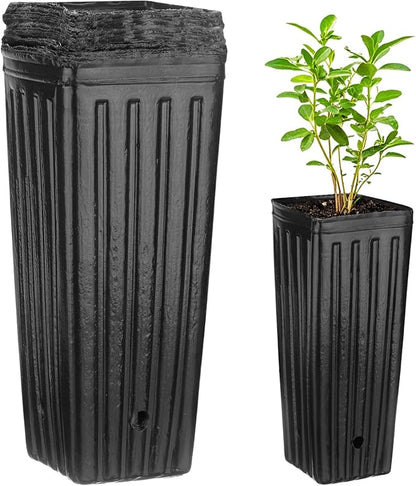 20-Pack Plant Nursery Pots, 4.72x4.72x9.84 Inch Plastic Deep Growing Nursery Pots Succulent Planter Flower Tree pots with Drainage Holes for Indoor Outdoor Gardening [Black]