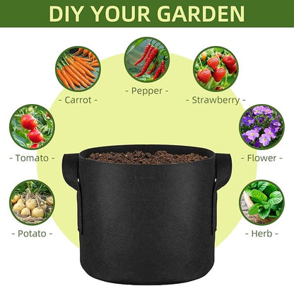 48 Pack 3 Gallon Vegetable/Flower/Plant Grow Bags, Heavy Duty Thickened Nonwoven Plant Fabric Pots Aeration Fabric Planters with Handles