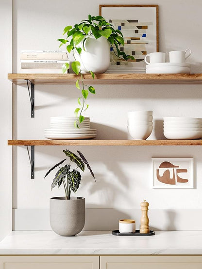 LE TAUCI 6 Inch Plant Pot, Ceramic Pot with Drainage Hole & Rubber Plug, Indoor Planter for Herbs & Small Houseplants, Cylinder Planter for Home Office, Neutral Gray