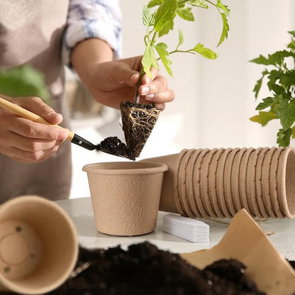 30 Packs 5" Large Biodegradable Seed Starter Pots Organic Planting Peat Nursery Pots with Drainage and Tags Garden Plant Nursery Seed Starting Trays for Seeding Germination
