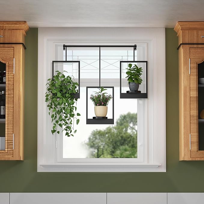 Wall Planters for Indoor Plants Wall Plant Holder Frame Plant Wall Hanger Window Plant Hanger for Livingroom Entryway (2)