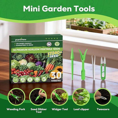 30 Heirloom Vegetable Seeds for Planting- 17,240+ Non-GMO Seeds for Planting, Individually Packeted for Indoor/Outdoor Gardens & Continuous Harvest