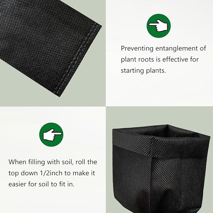Belit 0.8 Gallon Plant Nursery Bags, 100 Pcs Non-Woven Grow Bags for Vegetable, Flower, Starting saplings