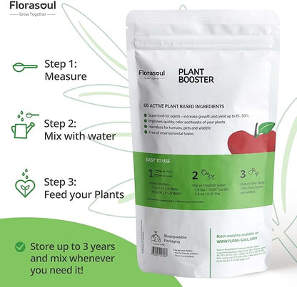 Florasoul® Odorless Organic Seaweed Fertilizer Flakes (2.2 lbs) – Water-Soluble Kelp Extract – Vegan & Plant-Based Nutrient Booster – No Fishy Smell – Makes 250+ Gallons