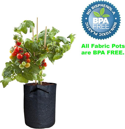 Viagrow Grow Bags/Aeration Fabric Pots with Handles (5 Pack), 2 Gallon, Black (Model: V2GAPOT-5)