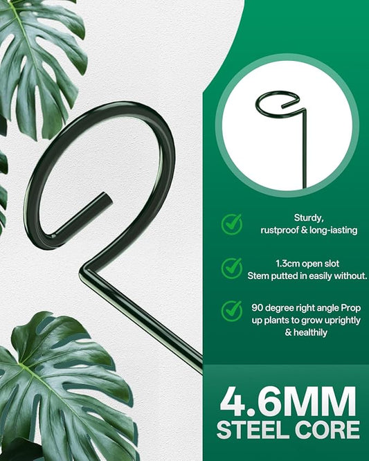 Breeze Touch 6 Pack Plant Stakes, 16 Inch Plant Support Stakes with 15 Twist Ties, Plant Sticks Support, Flower Stakes for Plants Peony, Tomato Seedling, Marigold, Amaryllis, Sapling, Coreopsis