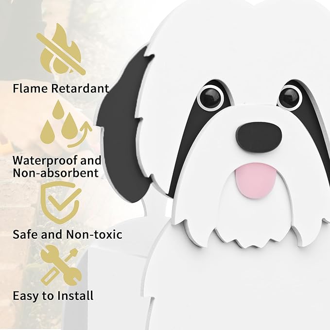 Shih Tzu Dog Planter, Cute Animal Shape Flower Planters, Plant Pots for Indoor/Outdoor Garden Decor, Unique Gifts/Souvenirs for Pet Lovers (Black)