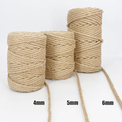 Leecogo 1/4 inch(6mm) Jute Rope, 164 Feet Heavy Duty and Thick Twine Rope for Cat Scratcher Post Tree,Gardening, Crafting, Packing, Bundling and Home Decor