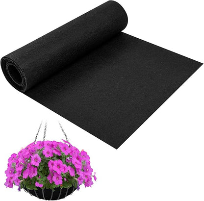12 x 80 Inch Felt Planter Liner Roll Non-Woven Fabric Coconut Basket Liner Alternative Plant Liner Roll Black Coco Liners Roll Replacement Easy to Cut for Planter Hanging Flower Basket Window Box