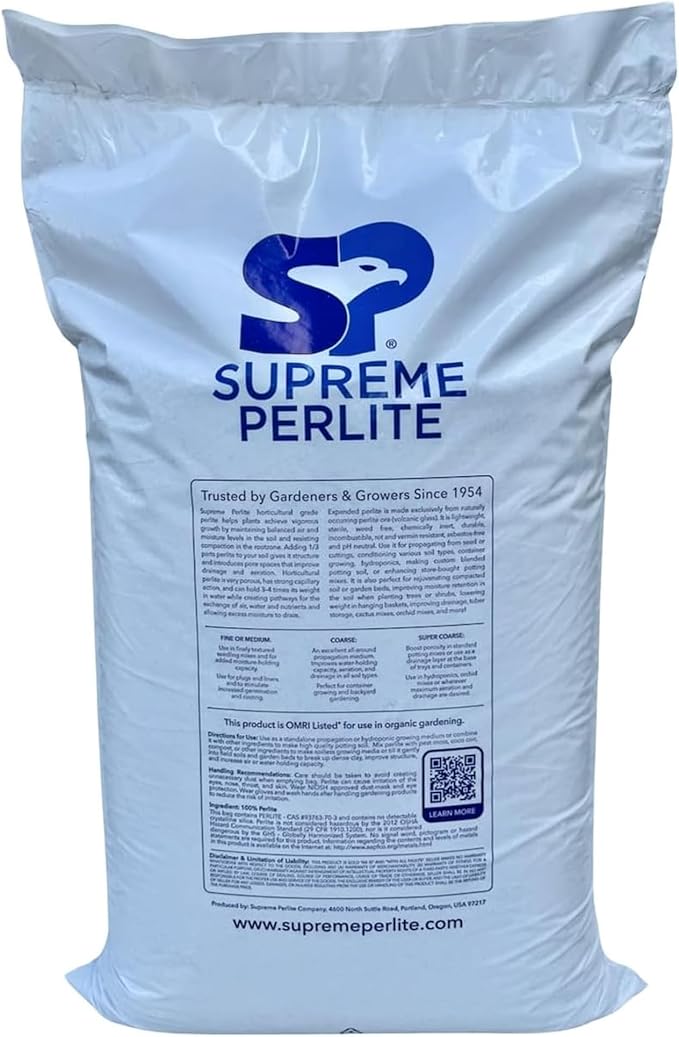 Supreme Perlite Medium Horticultural Perlite for Potting Soil, Seed Starting, Propagation, Organic Gardening & Soil Aeration,2 Medium Bags Each 4 Cu Ft