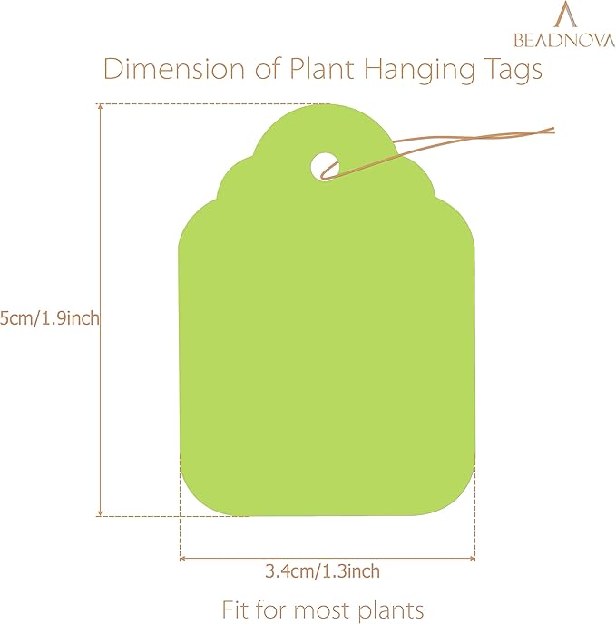 BEADNOVA Plant Hanging Tags 100pcs Tags with String Reusable Plant Labels Markers Plastic Garden Signs Garden Markers for Outdoor (2 Inch, Light Green)
