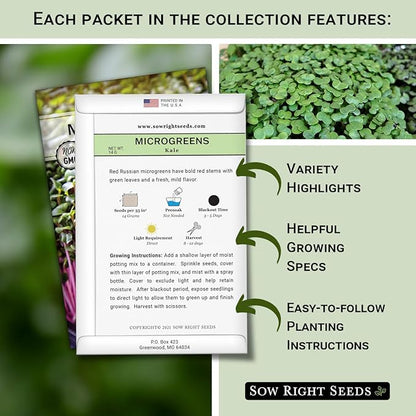 Sow Right Seeds - Superfood Microgreen Seed Mix for Growing - Instructions to Quickly Sprout Your Own Healthy Microgreens - Plant indoors with no special equipment - Non-GMO Seeds for Sprouting