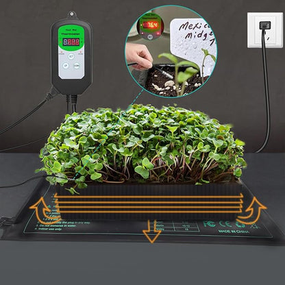 Digital Heat Mat Thermostat Temperature Controller (EMC Certified) for Seed Germination, Reptiles and Brewing Breeding Incubation Greenhouse, 42 °F to 108 °F/ 5 ℃ to 40 ℃, 1000W