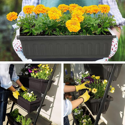 Homdox 5-Tier Elevated Garden Bed with Lockable Caster Wheels - Freestanding Vertical Raised Bed with 5 Garden Planter Boxes- Perfect to Grow Vegetables Herbs Flowers Indoor(Black)