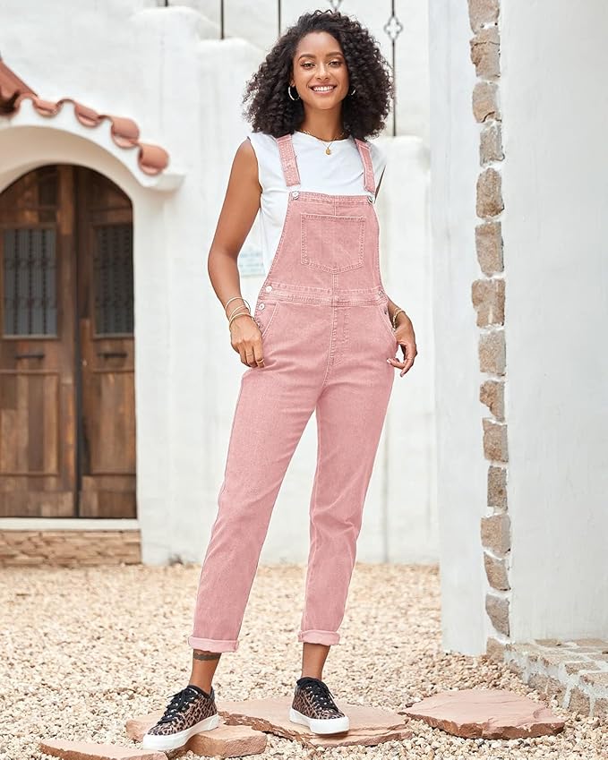Vetinee Womens Classic Adjustable Straps Pockets Denim Bib Overalls Jeans Pants