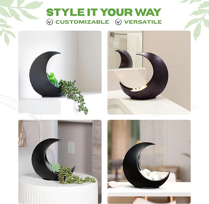 2 Pack - Table Moon Planter Candle Holder - Boho Planters for Indoor Succulents, Air Plants, Faux Plants - Witchy Gifts