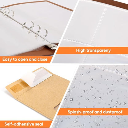 Seed Organizer Binder with 80 Resealable Envelopes - 40 Sheet Protectors for Garden Seed Storage (Brown)