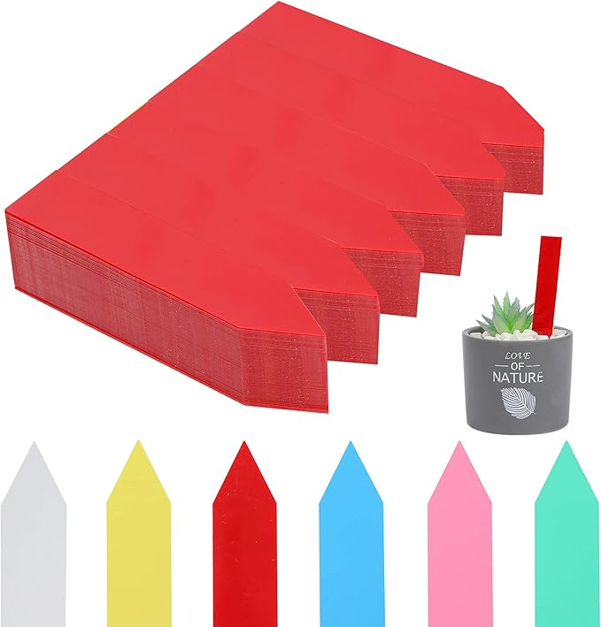 600 Pcs 4" Plant Labels Plastic Waterproof Plant Tags Seed Pot Marker Nursery Garden Seed Stake Tags Plant Classification Sorting Sign Flower Mark (Red)