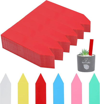 600 Pcs 4" Plant Labels Plastic Waterproof Plant Tags Seed Pot Marker Nursery Garden Seed Stake Tags Plant Classification Sorting Sign Flower Mark (Red)